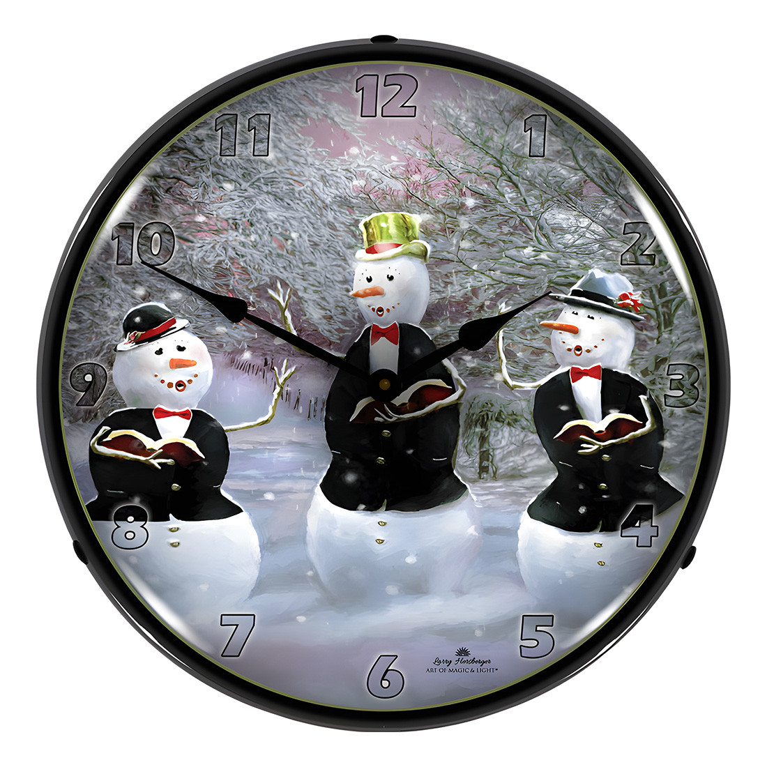 Collectable Sign and Clock Snowmen Caroling Backlit Wall Clock - Thumbnail 5
