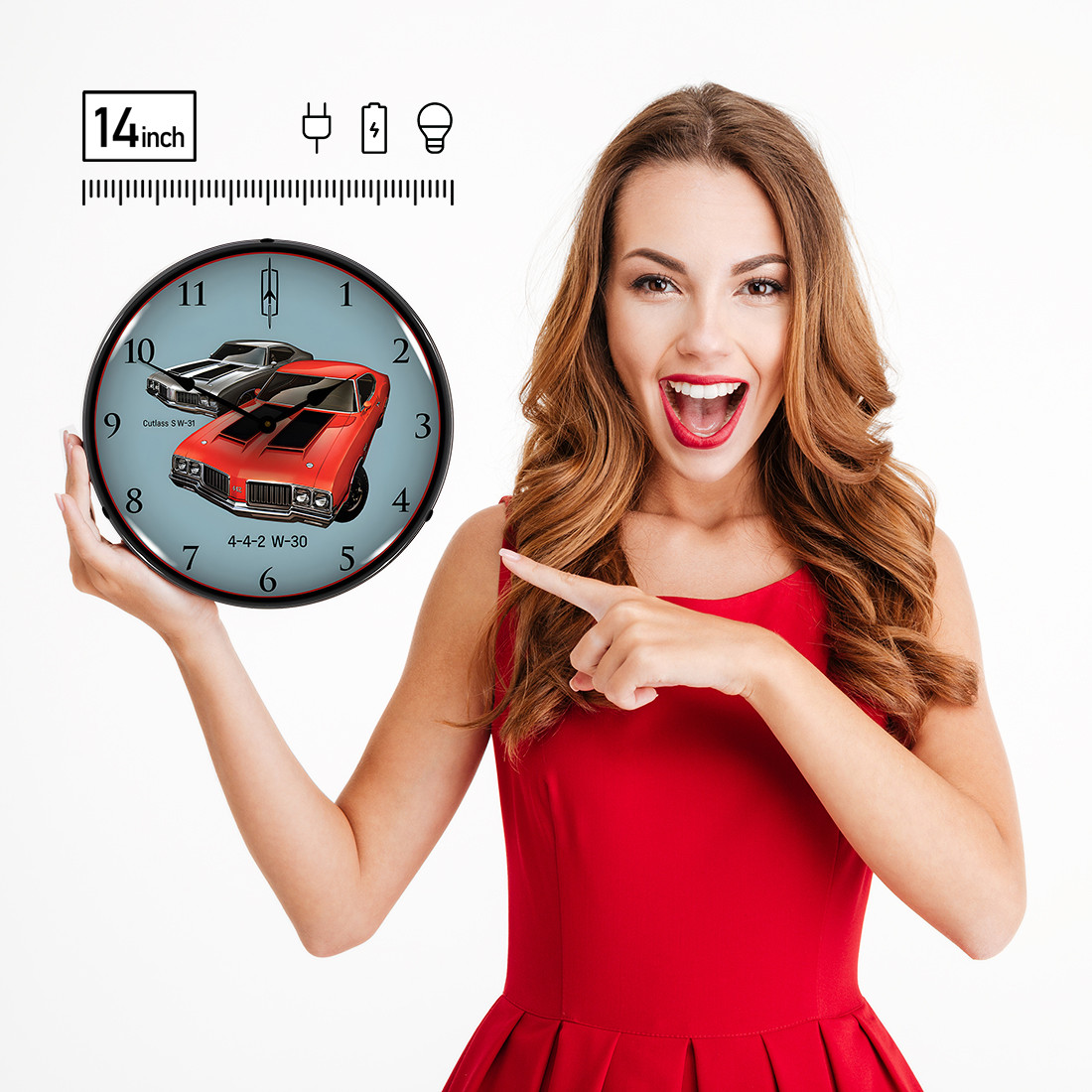 Collectable Sign and Clock 1970 442 W-30 and W-31 Backlit Wall Clock - Thumbnail 4