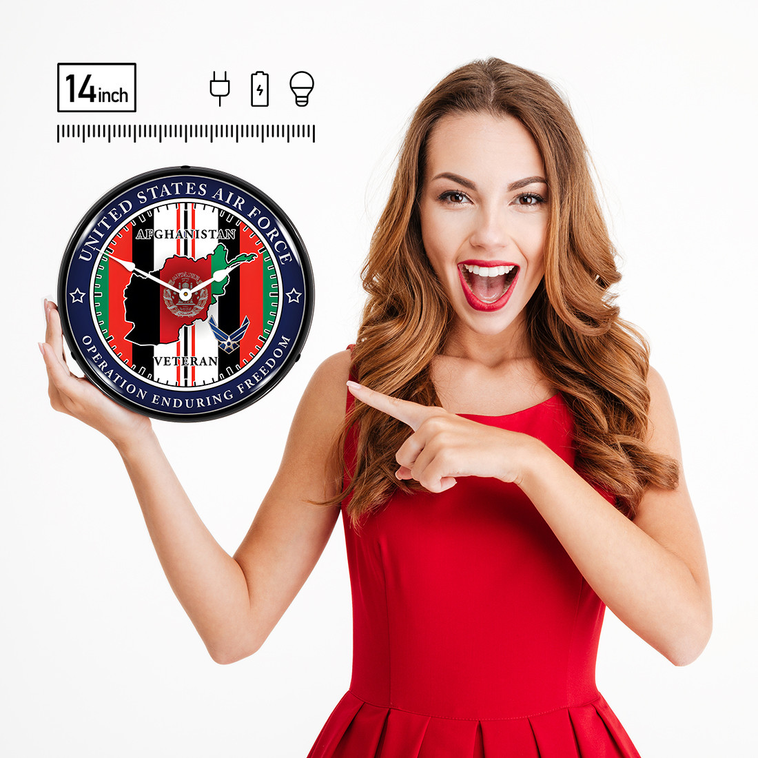 Collectable Sign and Clock Air Force Veteran Operation Enduring Freedom Backlit Wall Clock - Thumbnail 2