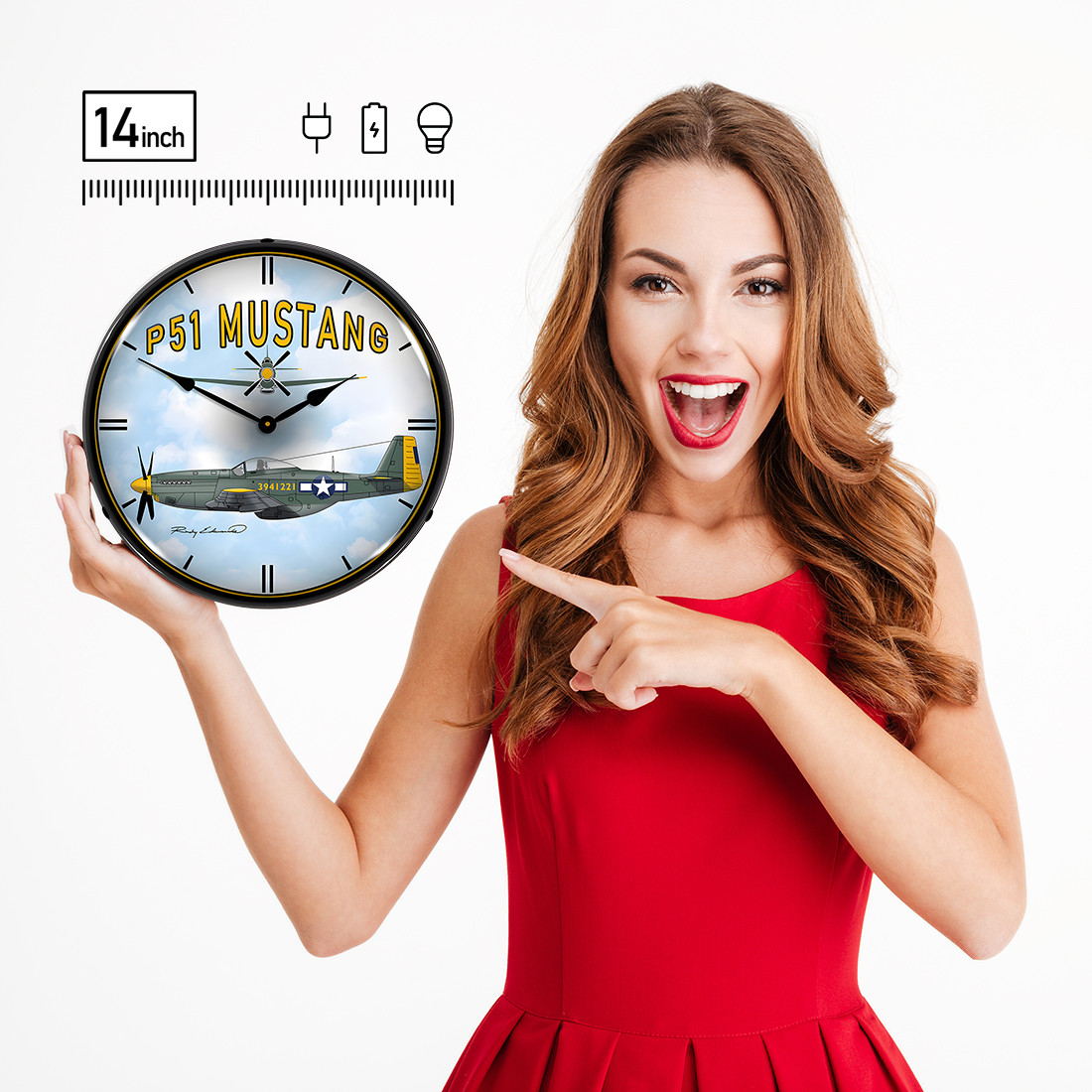 P51 Mustang Backlit Wall Clock - Thumbnail 5