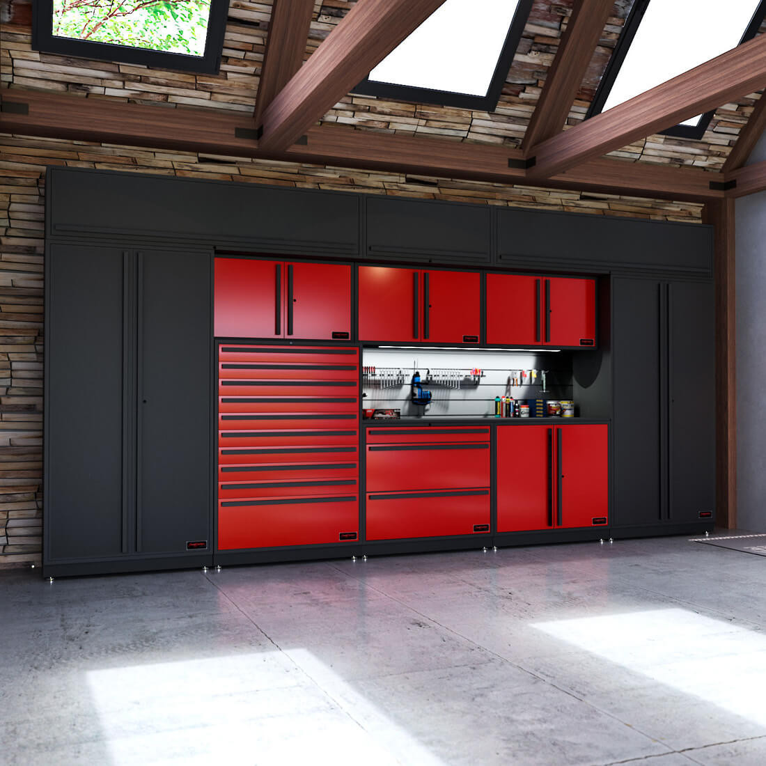 Barrett-Jackson 9-Piece Garage Cabinet System with Stainless Steel Countertop - Thumbnail 3