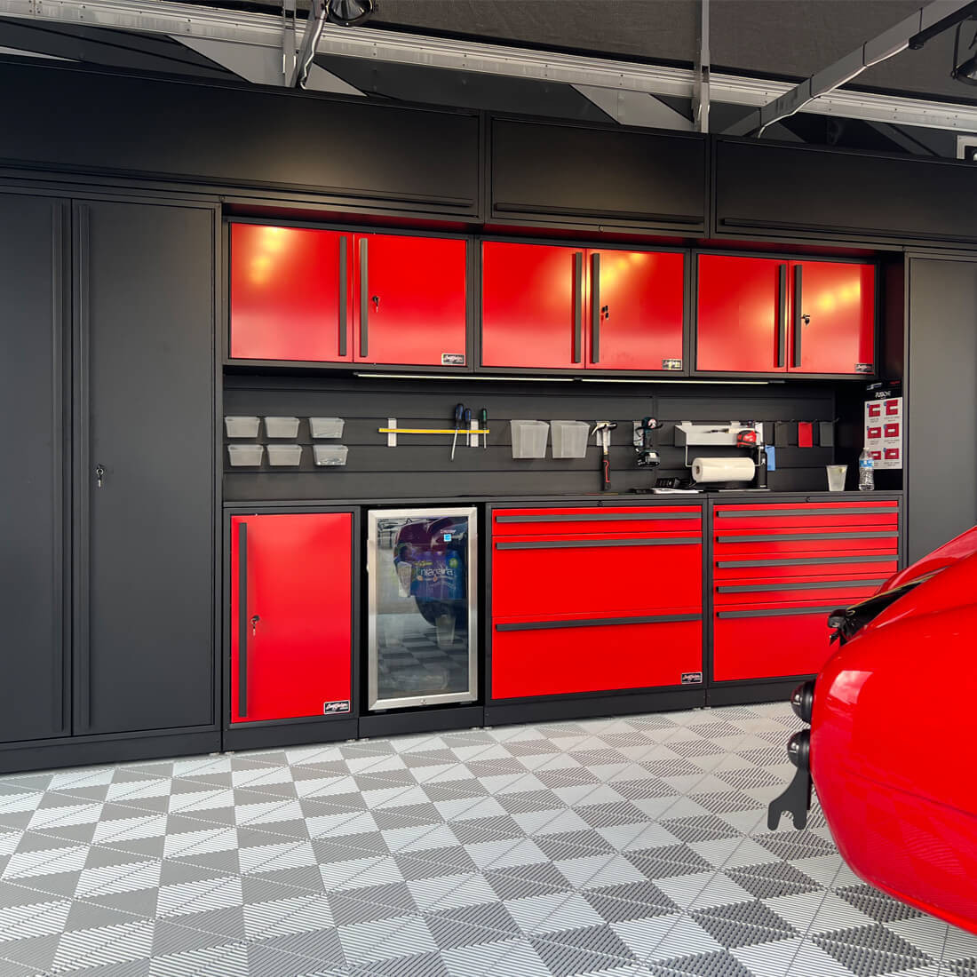 Barrett-Jackson 9-Piece Garage Cabinet System with Stainless Steel Countertop - Thumbnail 2