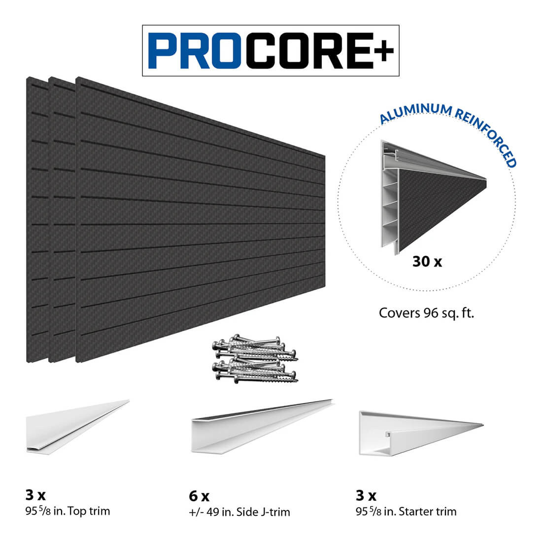 Proslat PROCORE+ 8 ft. x 4 ft. Slatwall - Carbon Fiber (3-Pack) - Thumbnail 2