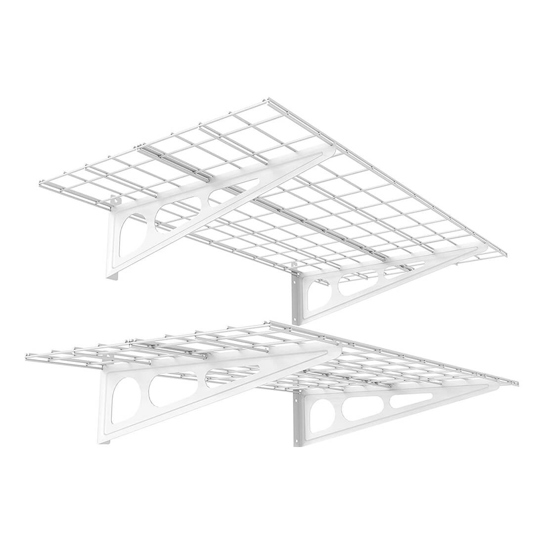 Fleximounts 2' x 4' White Wall Mounted Shelving (2-Pack)