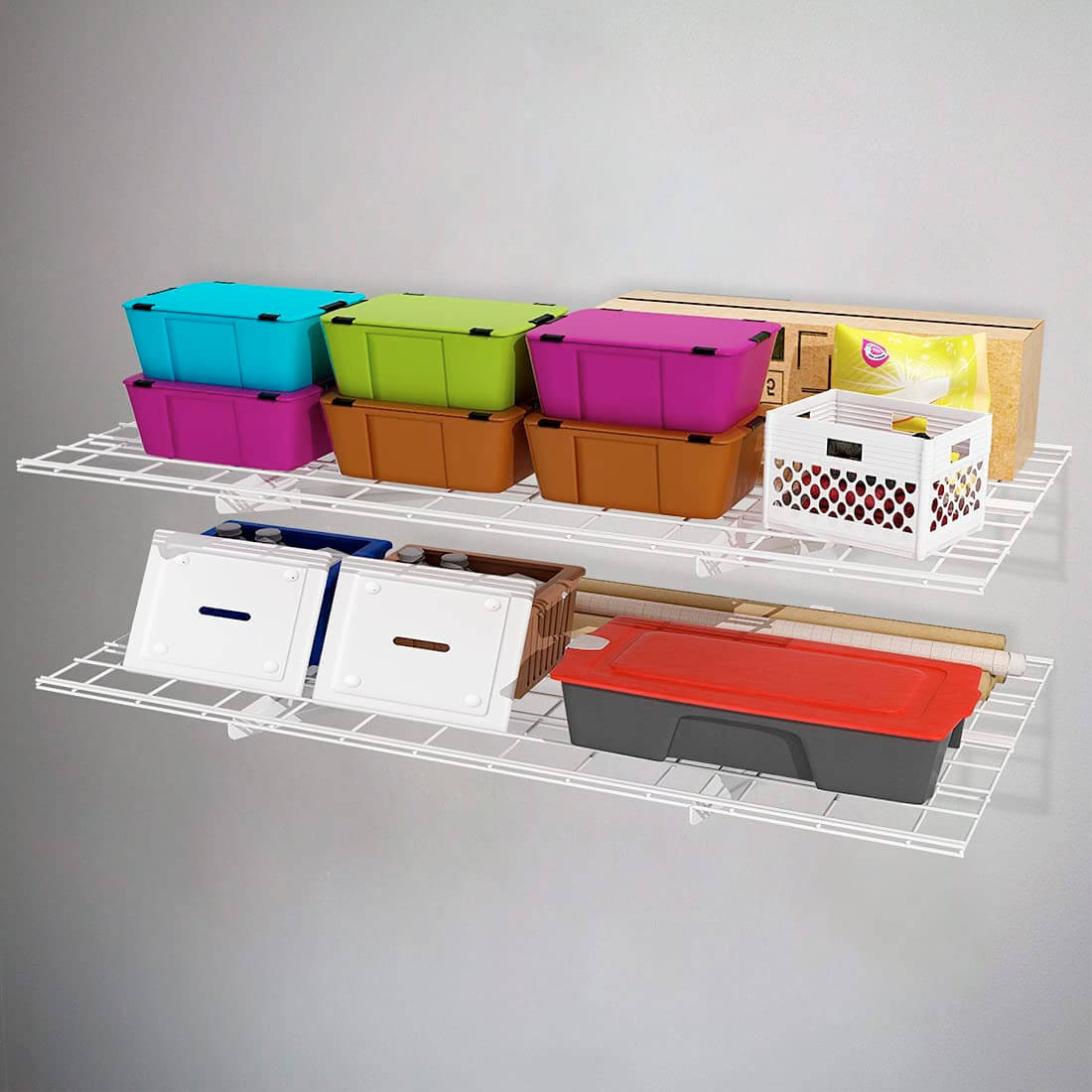 Fleximounts 2' x 4' White Wall Mounted Shelving (2-Pack) - Thumbnail 3