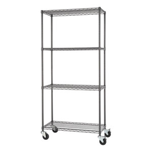 Trinity 4-Tier 36 x 14 x 54 Wire Shelving with Liners, NSF, Black