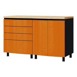 Contur 5' Traffic Orange Premium Garage Cabinet Setup with Maple Butcher Block Tops Contur 5' Traffic Orange Premium Garage Cabinet Setup with Maple Butcher Block Tops
