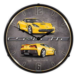 C7 Corvette Velocity Yellow Backlit Wall Clock C7 Corvette Velocity Yellow Backlit Wall Clock