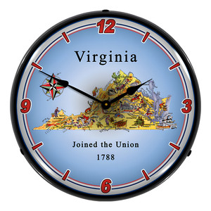 State of Virginia Backlit Wall Clock