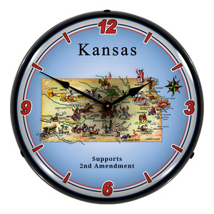 Kansas Supports the 2nd Amendment Backlit Wall Clock