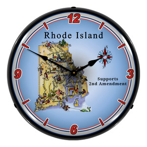 Rhode Island Supports the 2nd Amendment Backlit Wall Clock Rhode Island Supports the 2nd Amendment Backlit Wall Clock