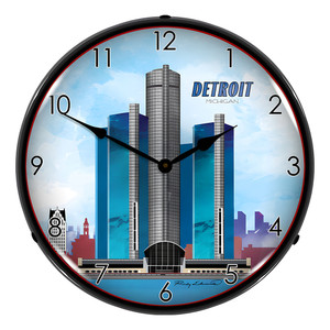 Detroit Skyline Backlit Wall Clock