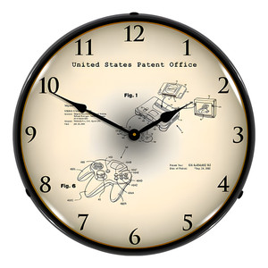 Nintendo 64 Game System and Controller 2001 Patent Backlit Wall Clock