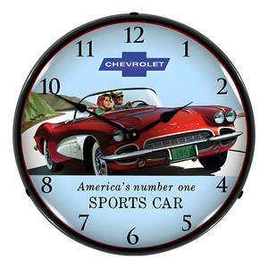 1961 Corvette Backlit Wall Clock