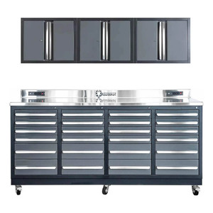 Dragonfire Tools 24-Drawer 7-Foot Heavy Duty Workbench with Casters and Wall Cabinets