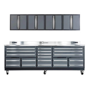 Dragonfire Tools 20-Drawer 9-Foot 4-1/4-Inch HD Workbench with Casters and Wall Cabinets
