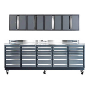 Dragonfire Tools 30-Drawer 9-Foot 4-1/4-Inch HD Workbench with Casters and Wall Cabinets