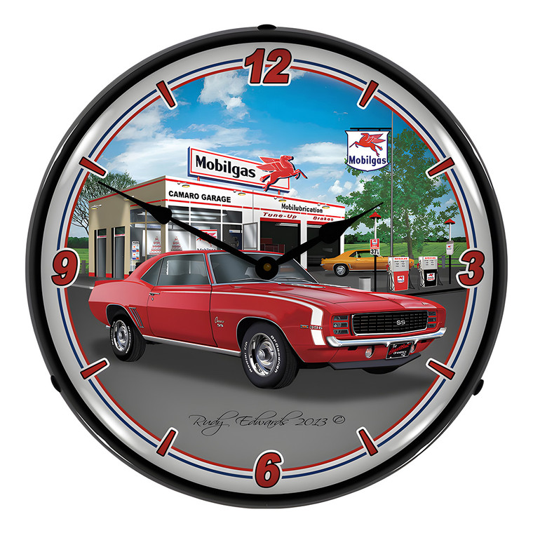 1969 RS SS Camaro Mobil Backlit Wall Clock