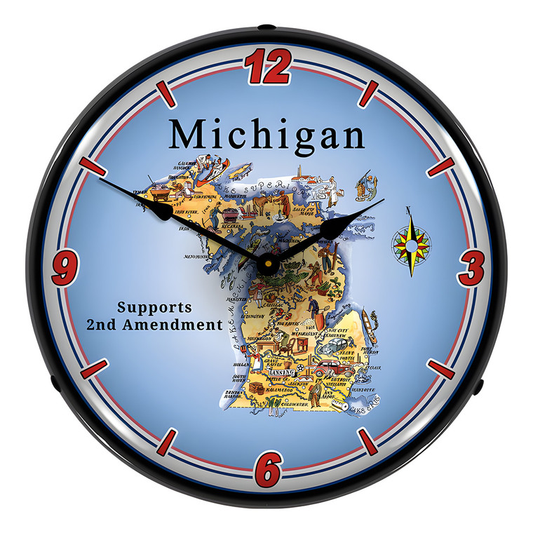 Michigan Supports the 2nd Amendment Backlit Wall Clock