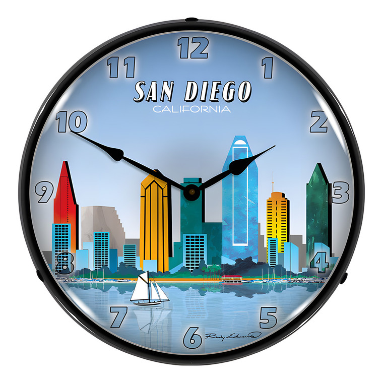 San Diego Skyline Backlit Wall Clock