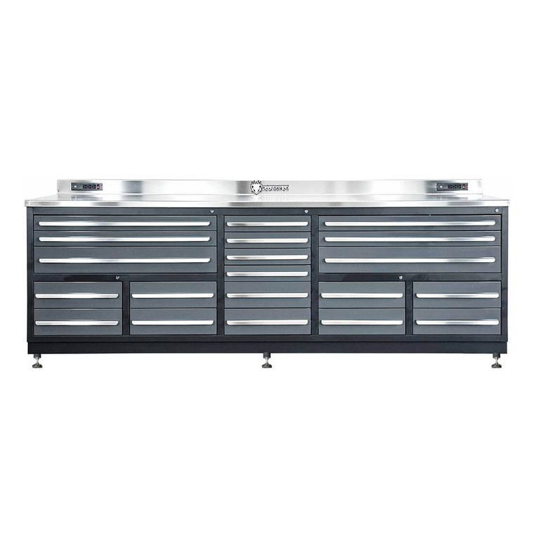 Dragonfire Tools 20-Drawer 9-Foot 4-1/4-Inch Heavy Duty Garage Workbench with Leveling Feet