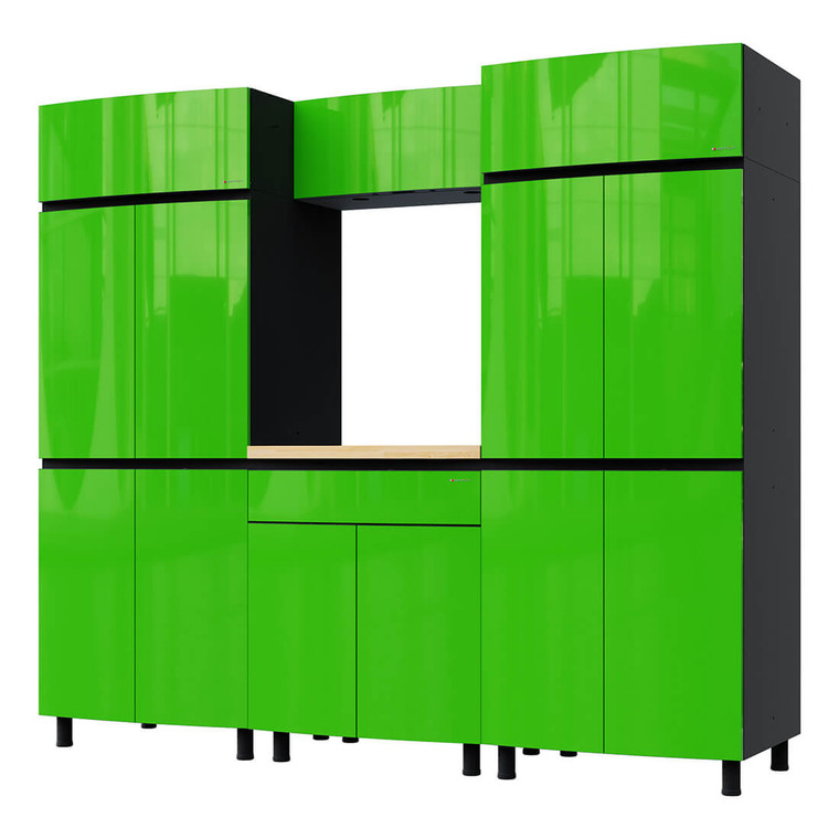 High End Garage Cabinet System in Lime Green