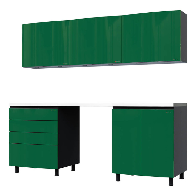 Racing Green Garage Cabinet Set