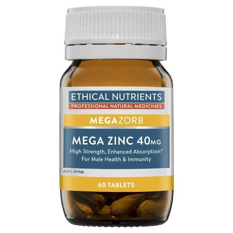 Ethical Nutrients Megazorb Mega Zinc 40mg 60 Tablets SuperPharmacyPlus
