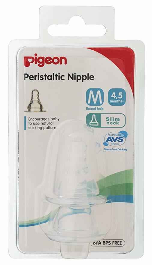 Pigeon Peristaltic Nipple M 4, Months+ Twin Pack