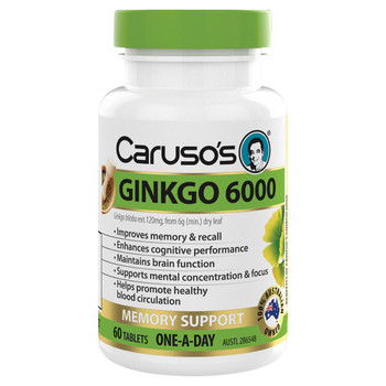 Caruso's Ginkgo 6000 | 60 Tablets  by Carusos available at SuperPharmacy Plus