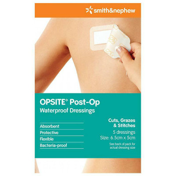 Opsite Post-Op Dressing 6.5cm x 5cm 5 Pack Smith and Nephew SuperPharmacyPlus