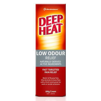 Deep Heat Low Odour Cream 100g Deep Heat SuperPharmacyPlus