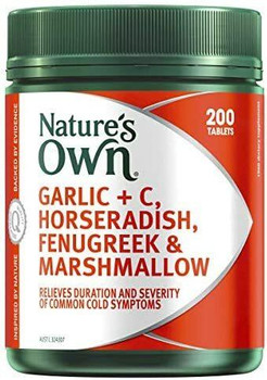 Natures Own Garlic C, Horseradish, Fenugreek and Marshmallow 200 Tablets Natures Own SuperPharmacyPlus