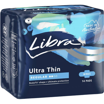 Libra Pad Ultra Thin with Wing Regular or 14 Pack SuperPharmacyPlus