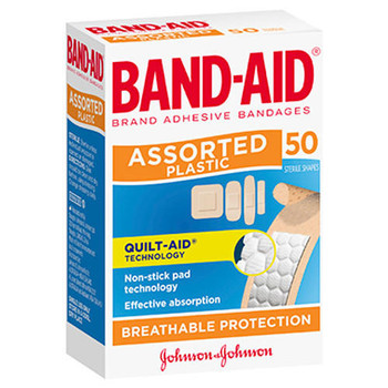 Johnsons Band-Aid Plastic Strips Assorted Shapes or 50 Pack Johnson and Johnson SuperPharmacyPlus