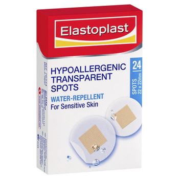 Elastoplast Sensitive Transparent Hypoallergenic Spot or 24 Pack or 76334 SuperPharmacyPlus