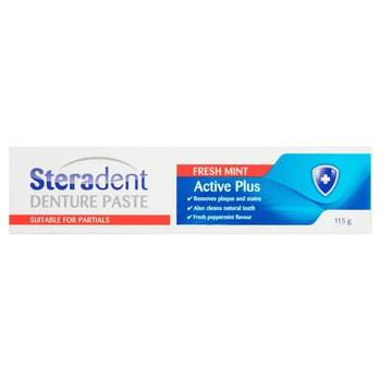 Steradent Denture Paste Active Plus Fresh Mint 115g  by  available at SuperPharmacy Plus