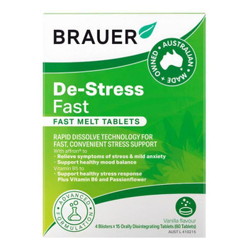 Brauer De-Stress Fast Melt | 60 Tablets  by  available at SuperPharmacy Plus