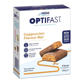 Optifast VLCD Cappuccino Bars | 65g x 6 Pack  by Nestle Health Science available at SuperPharmacy Plus