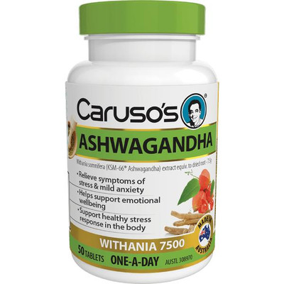 Carusos Natural Health Ashwagandha or 50 Tablets SuperPharmacyPlus