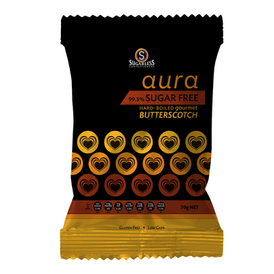 Sugarless Aura Hard-Boiled Butterscotch Candy 70g Sugarless SuperPharmacyPlus