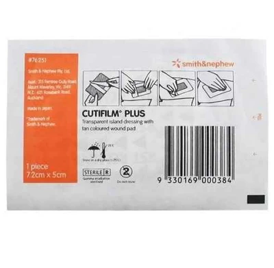 Cutifilm Plus 76251 Tan 7.2cm X 5cm Single Transparent Island Dressing Smith and Nephew SuperPharmacyPlus