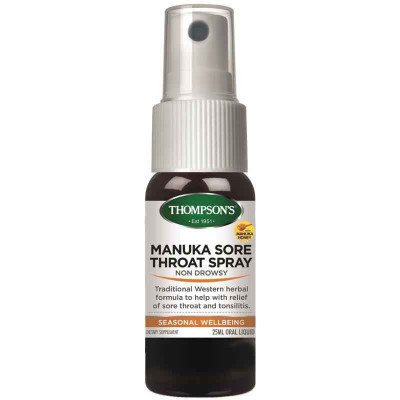 Thompsons Manuka Sore Throat Spray Non Drowsy 25mL Thompson SuperPharmacyPlus