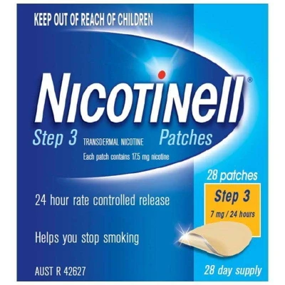 Nicotinell Step 3 Patch 7mg | 28 Patches  by Perrigo Australia available at SuperPharmacy Plus