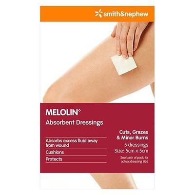 Melolin Absorbent Dressings 5cm x 5cm 5 Pack Smith and Nephew SuperPharmacyPlus