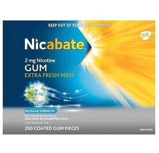 Nicabate 2mg Nicotine Gum Extra Fresh Mint 200 Coated Gum Pieces Nicabate SuperPharmacyPlus