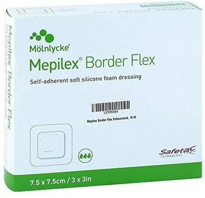 Mepilex Border Flex 7.5cm x 7.5cm Dressing 10 Pack Molnlycke SuperPharmacyPlus