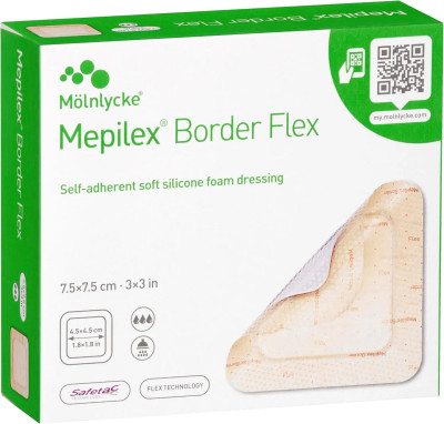 Mepilex Border Flex 7.5cm x 7.5cm Dressing available at Super Pharmacy Plus  Mepilex Border Flex 7.5cm x 7.5cm Dressing available at Super Pharmacy Plus