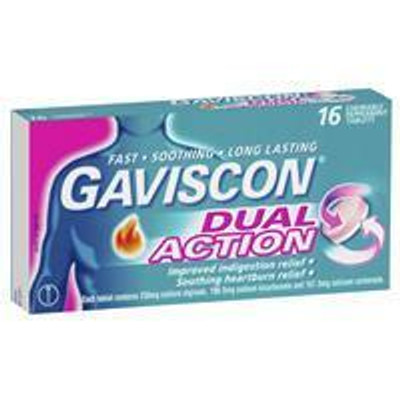 Gaviscon Dual Action Tablets Chewable Peppermint 16 Pack Gaviscon SuperPharmacyPlus