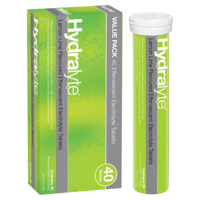 Hydralyte Effervescent Electrolyte Lemon Lime 40 Tablets Hydralyte SuperPharmacyPlus